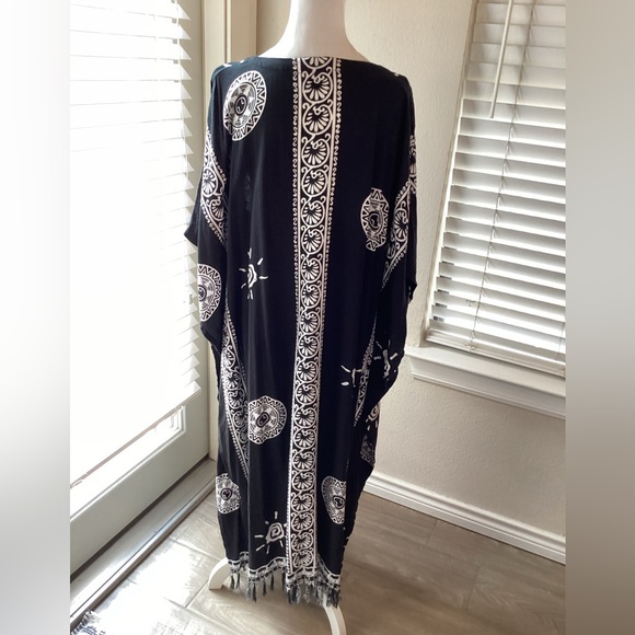 Sante Classics Black & White Kaftan Swim Cover One Size - Picture 4 of 10